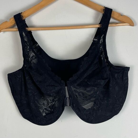 Glamorise Black 9245 Underwire‎ Front Closure Bra Size 42F - Picture 2 of 11